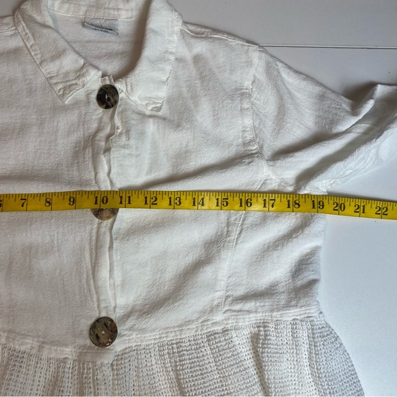 CMC Color Me Cotton Womens Top Peplum Crochet Knit Button Down SS Collar Sz S - Picture 5 of 8